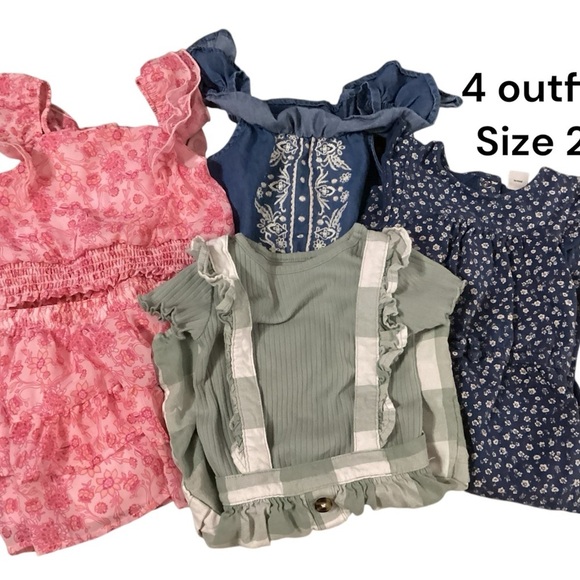 BUNDLE SIZE 2T, TWO 2 PC SETS AND TWO 1 PC JUMPERS GENTLY WORN - Picture 1 of 8
